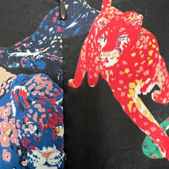 Zara tiger print black satin cuffed  long sleeves dress size medium - Picture 8 of 10